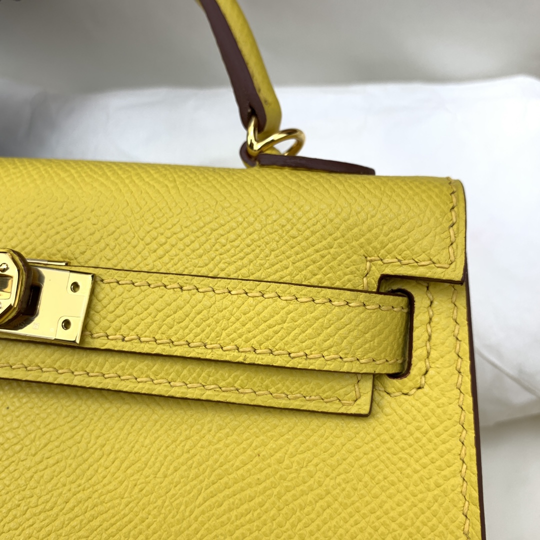 Hermes Kelly Mini II Bag 19CM In Lemon Yellow Epsom Leather